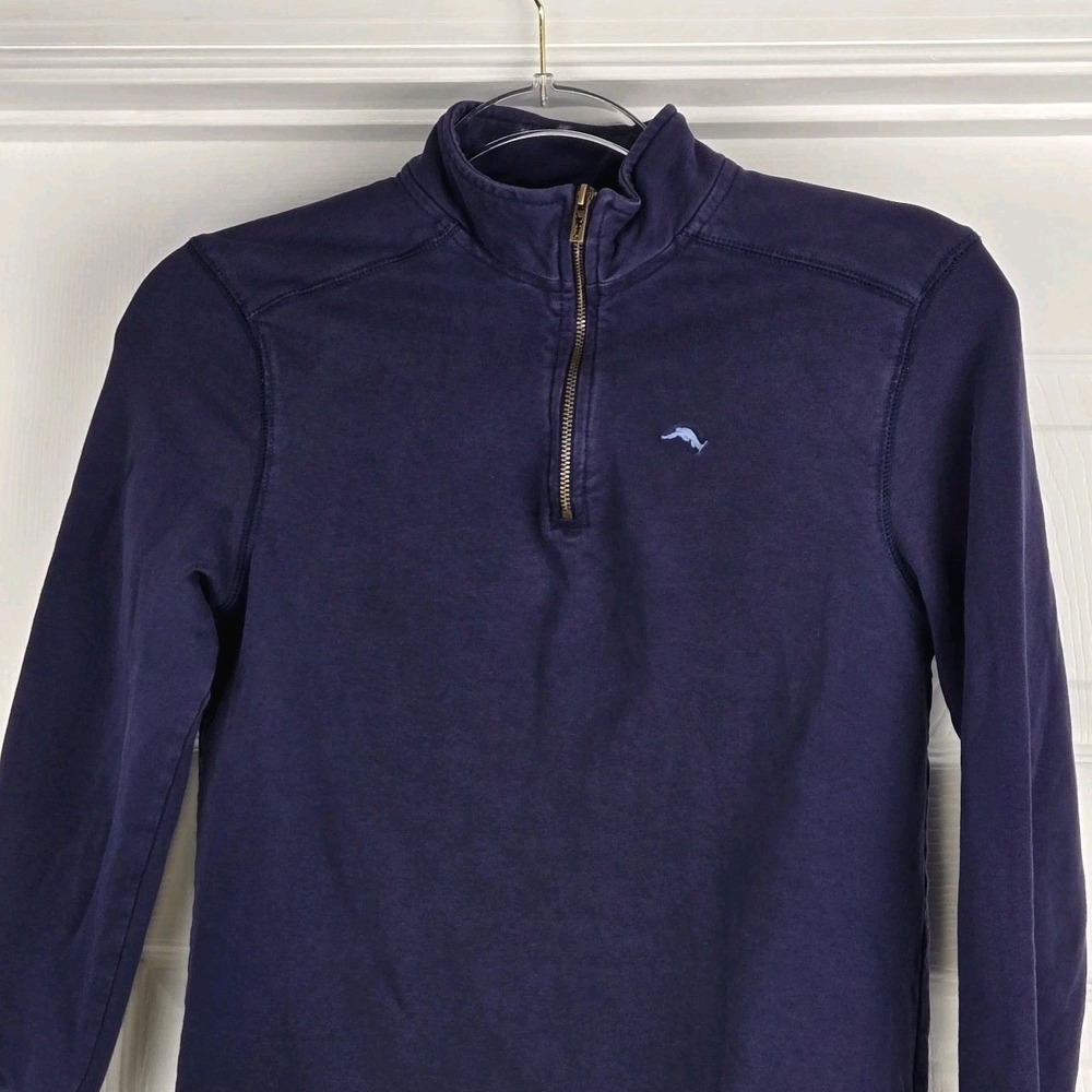 Tommy Bahama Boys Quarter zip pullover sweatshirt Blue Size L 10/12 Cotton Blend - Picture 2 of 6